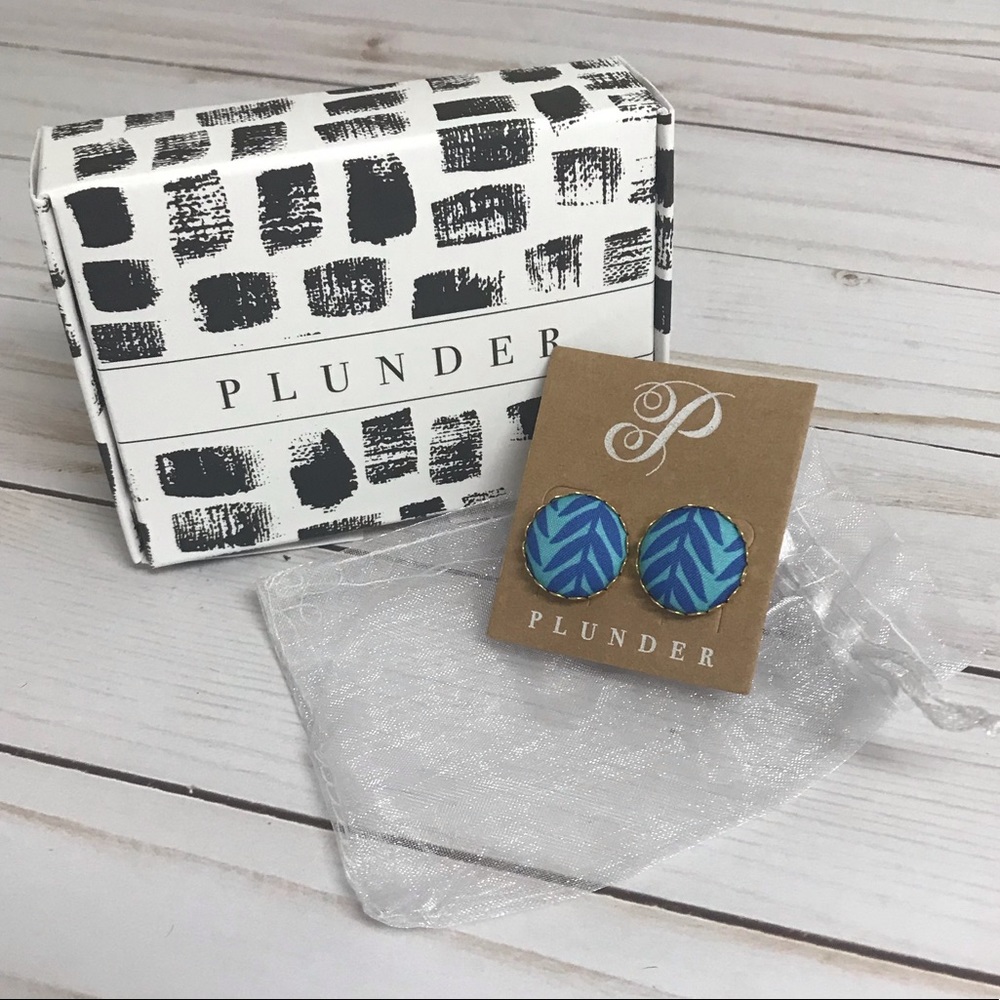 Retired Plunder Regan Blue Fabric Earrings NIB